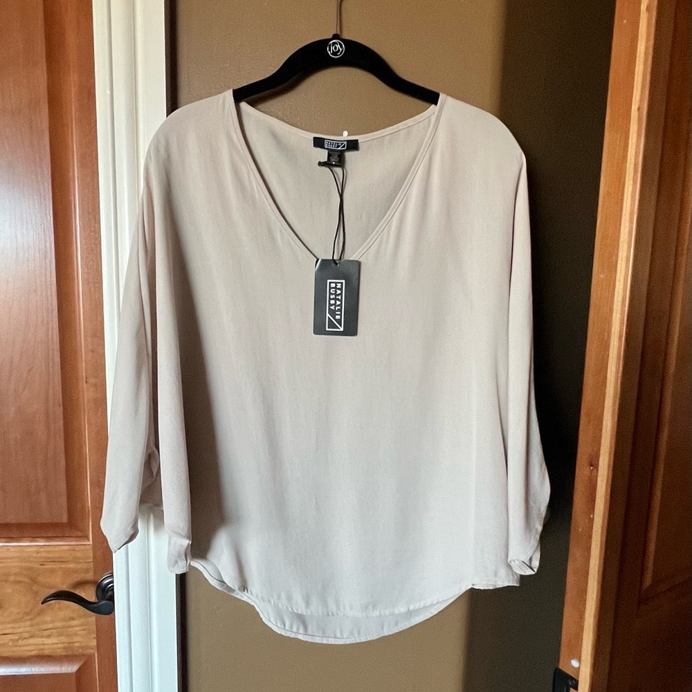 Cream V-Neck Blouse